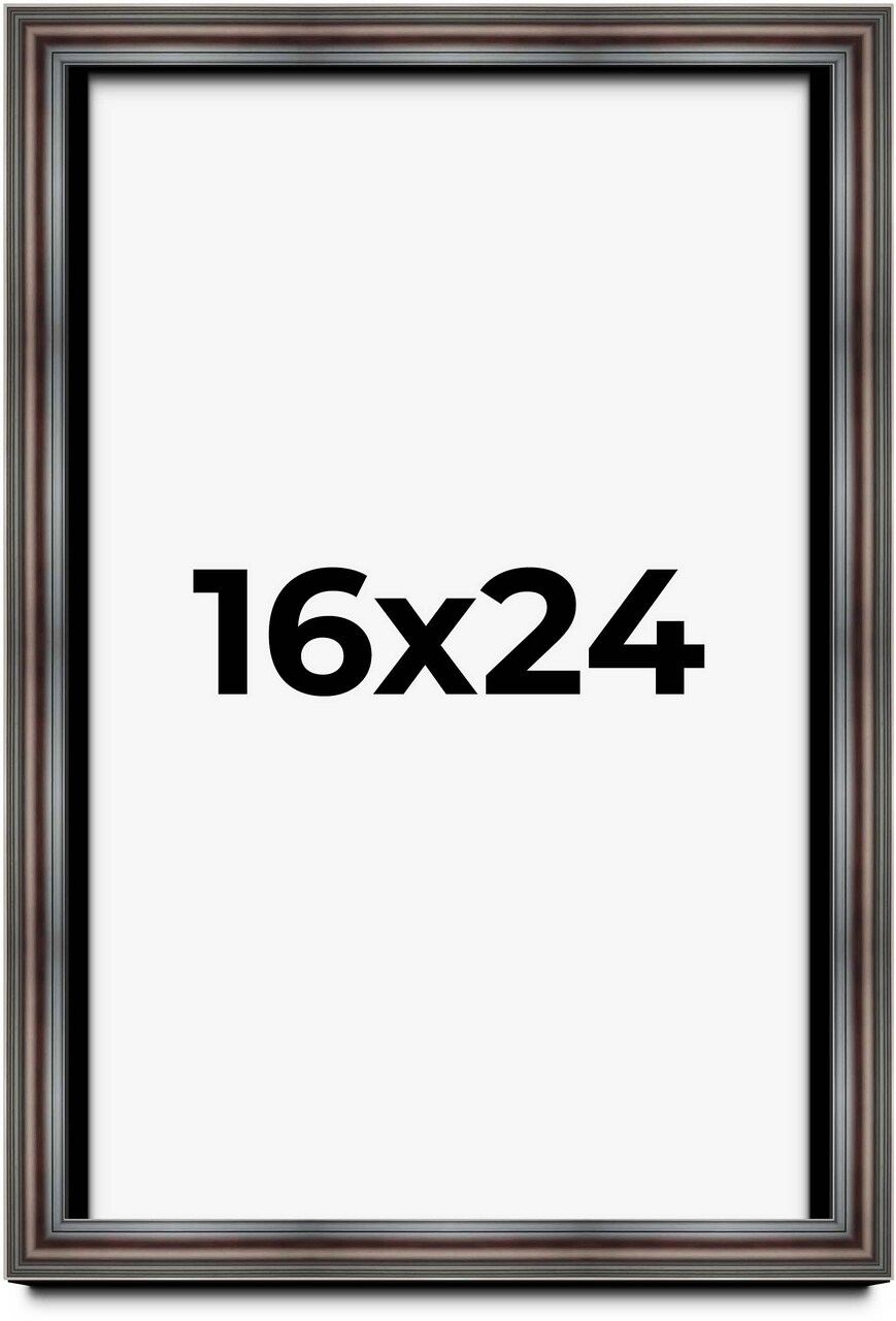 16x24 Shadow Box 1.75" Deep Brown Picture Frame - UV Acrylic, Foam Board Backing, Hanging Hardware